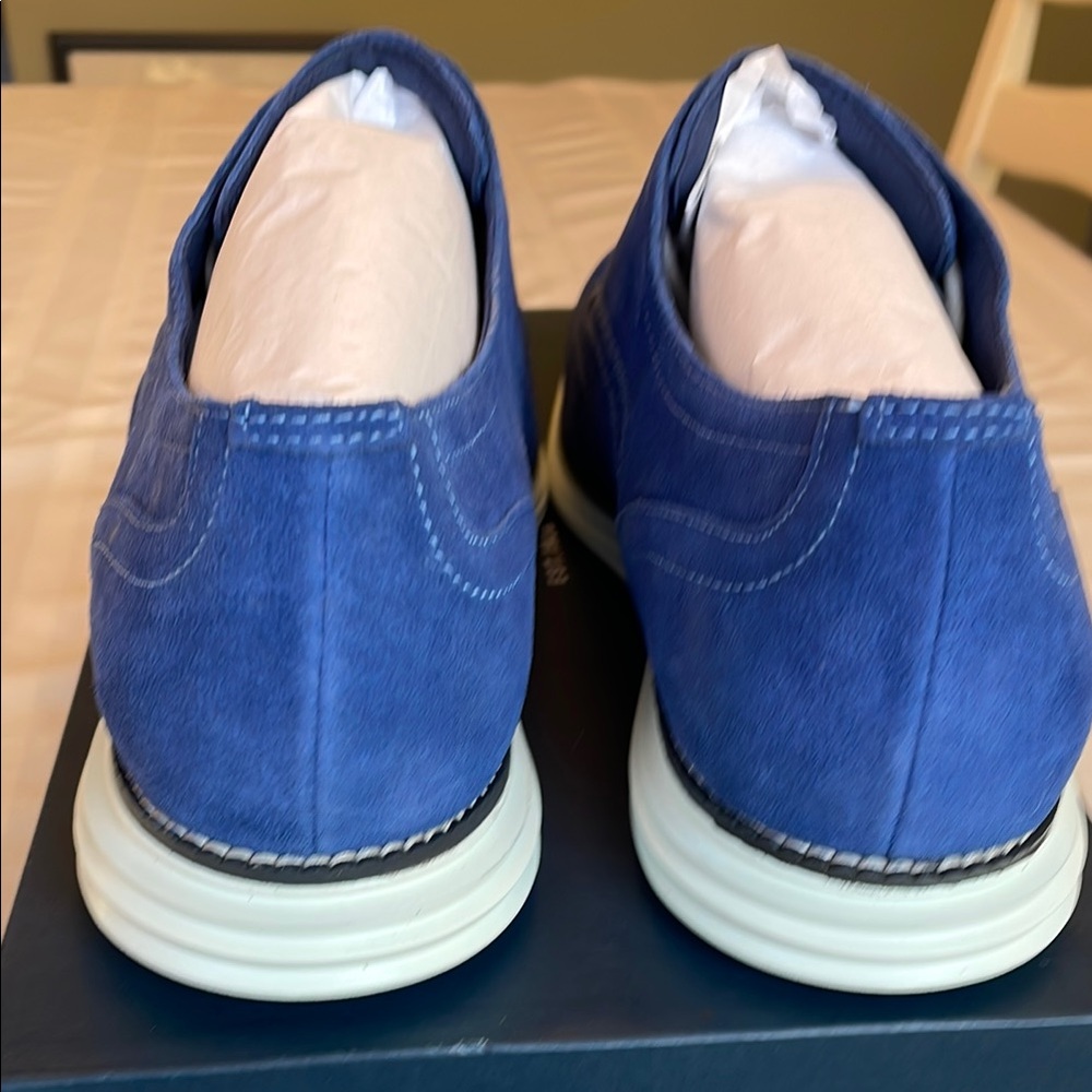 NWOT Cole Haan Men's Original Grand Shortwing Blue Suede Shoes, Size 11.5 M - Picture 4 of 8